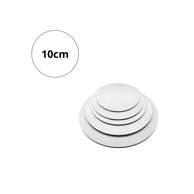 Cake Board Branco em MDF de 10cm Redondo Liso - Kit 10 peças